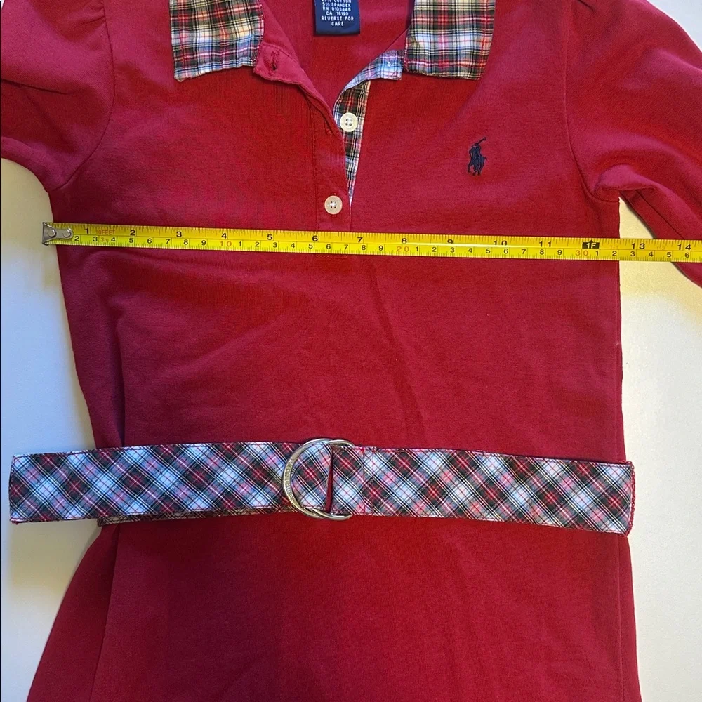 Ralph Lauren Scarlet Polo Dress with Checkered Details